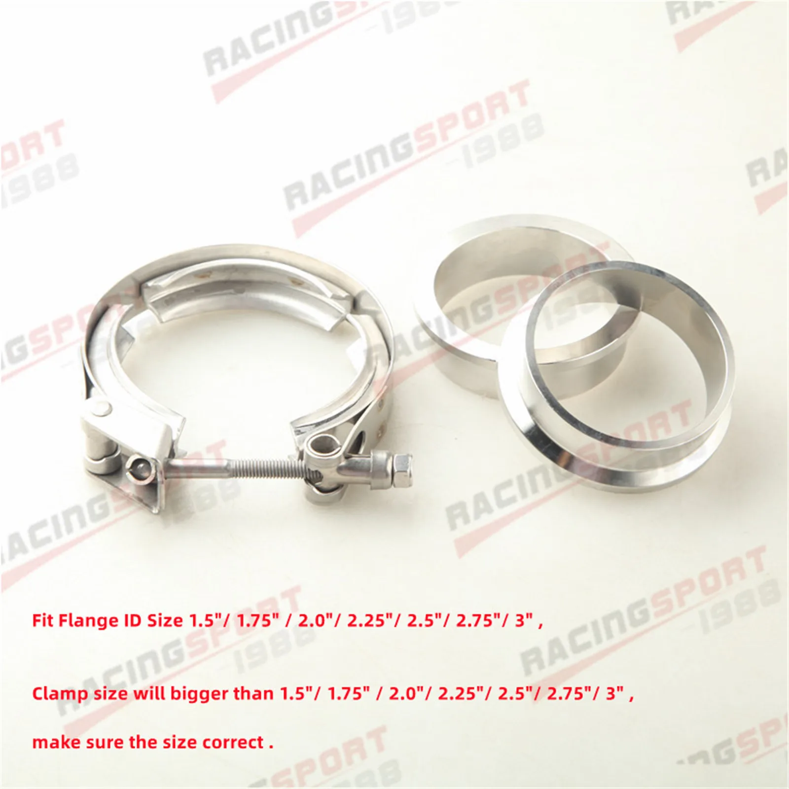 

1.5",1.75",2",2.25",2.5",2.75", 3" Inch SS 304 Quick Release V Band Clamp Kit & Stainless Steel Flange