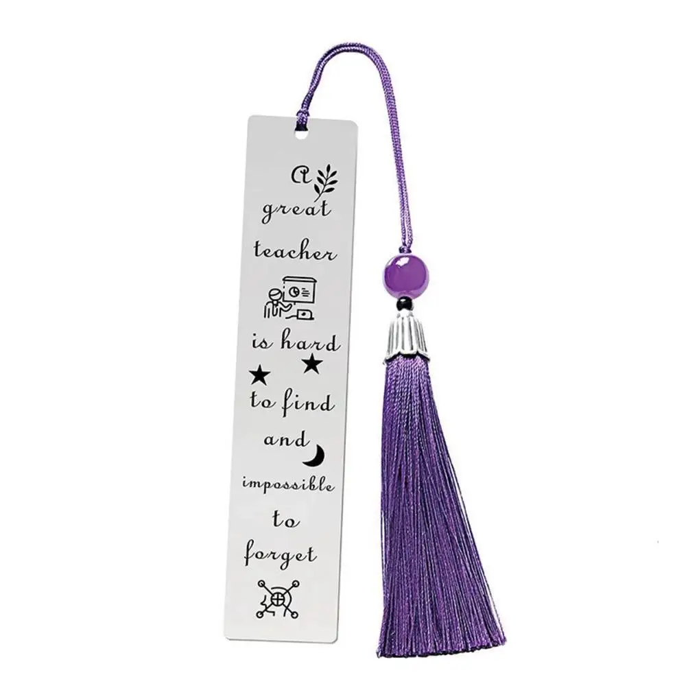 Metal Bookmark Page Sign Stainless Steel Tassels Pendant Stationery Reading Book Mark School Learning Supplies Teachers Day Gift