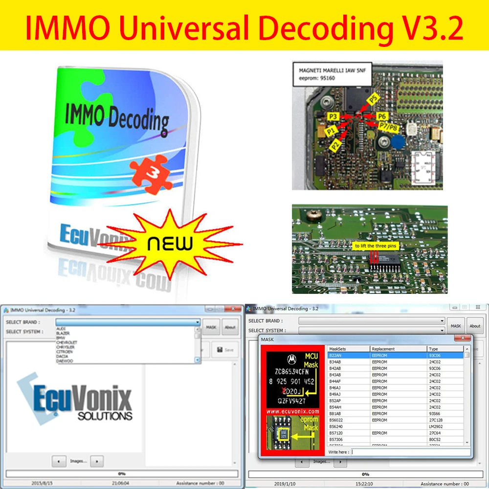 EcuVonix 3.2 IMMO Universal Decoding V3.2 Remove IMMO Off with Keygen Unlimited Crack Send link or CD or USB freeshipping automobile exhaust gas analyzer
