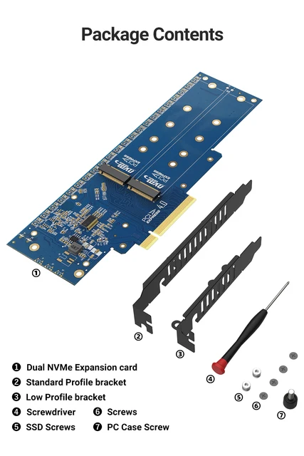 TMISHION adaptateur M.2 Carte adaptateur Dual M.2 NVMe SSD vers