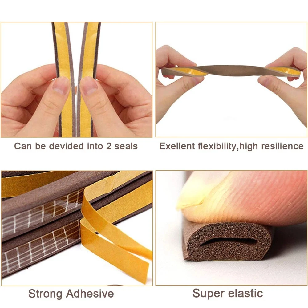 5M Door Window Seal Strip Self-adhesive Acoustic Foam Sealing Strip Tape Insulation Windproof Rubber Weatherstrip door seal strip sealing strip tape window seal strip sealing tape sealing strip rubber seal strip rubber door weatherstripping door weatherstripping door draft stopper silicone seal strip