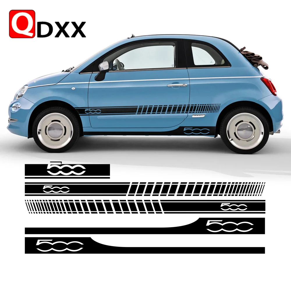 Car Door Side Stripes Gonna Cappuccio Copertura Adesivo Vinile Body Kit Decalcomania Per Fiat 500 Abarth 595 695 500C 500E Accessori Vintage