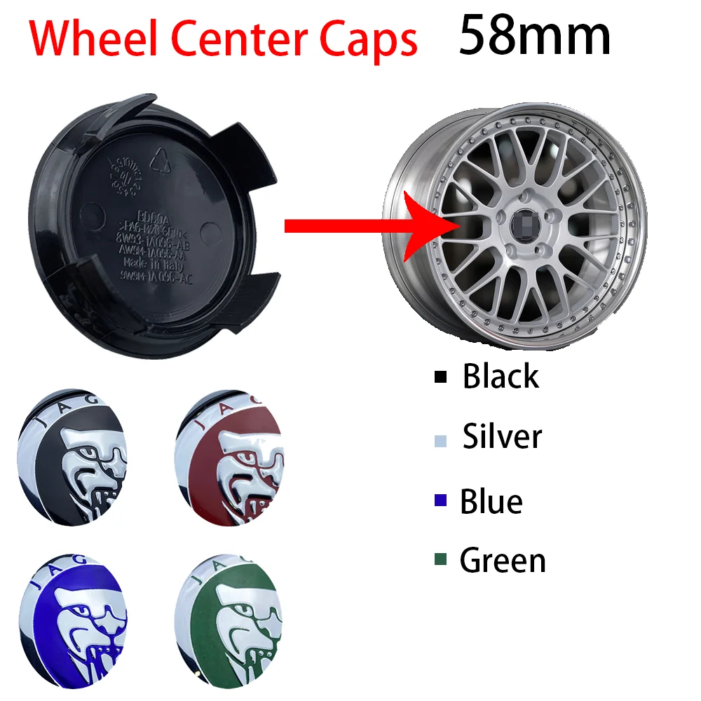 4Pcs 58mm Car Wheel Center Hub Caps Covers for XF XJS XJ6 XType XE S
