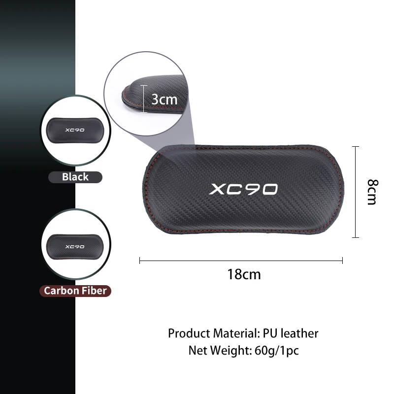 볼보 XC60 C30 T6 S60 C70 V70 V60 V50 S80 S40 AWD V90 S90용 가죽 차량 무릎 패드 시트 다리 무릎 쿠션 내부 액세서리