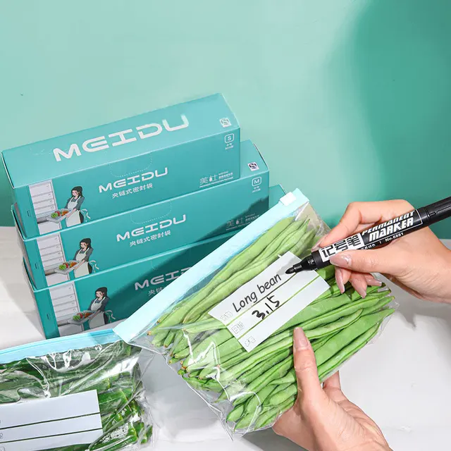 Sac à fermeture éclair réutilisable, sac de rangement Transparent de qualité alimentaire avec fermeture éclair, récipient en plastique de scellage, congélateur de voyage, cuisine de Camping 3