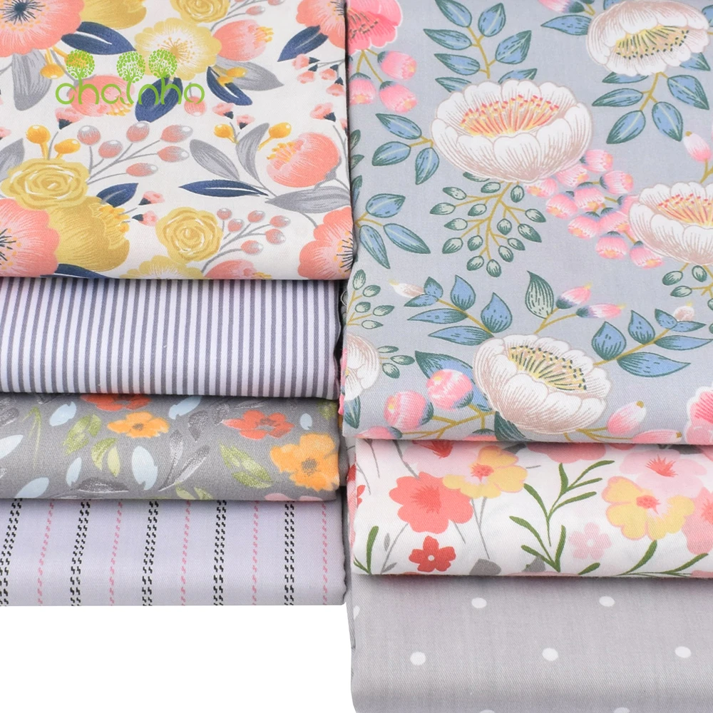 Chainho,Printed Twill Weave Cotton Fabric,Handmade Patchwork Cloth,DIY Sewing Quilting Material,Big Size,CC66-70