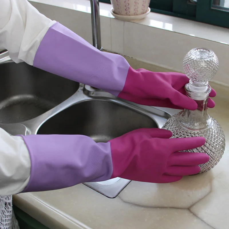 Waterproof Dishwashing Kitchen Clean Tools Durable Household Scrubber High Elasticity Dish Washing Rubber Latex Gloves