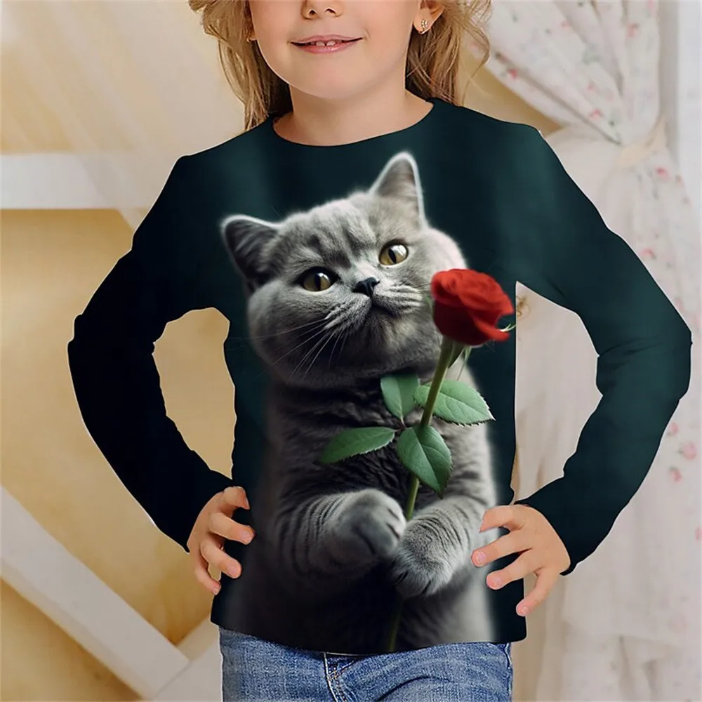 Girls Summer Fashion Children Clothing Cute Cat Kids Short Sleeve T-Shirts Outerwear Baby Boy Clothes Cartoon Unicorn Print Tops