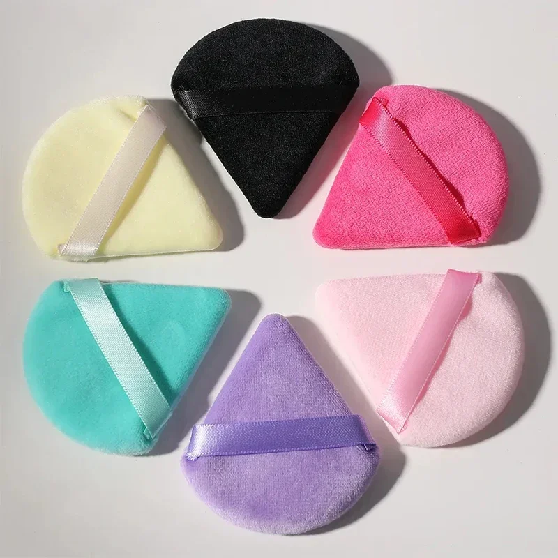 2/6pcs Triangle Powder Puff Mini Face Makeup Sponge Cosmetics Soft Cotton Face Powder Puff Washable Velvet Makeup Puff Tools