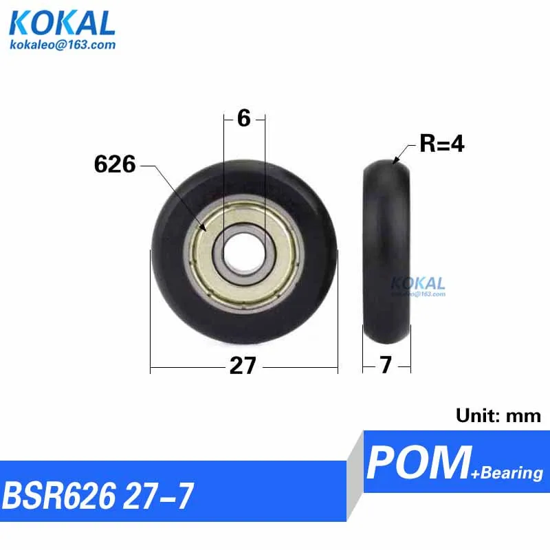 6mm roda revestida em plastico 22 35mm polia de roda redonda 04