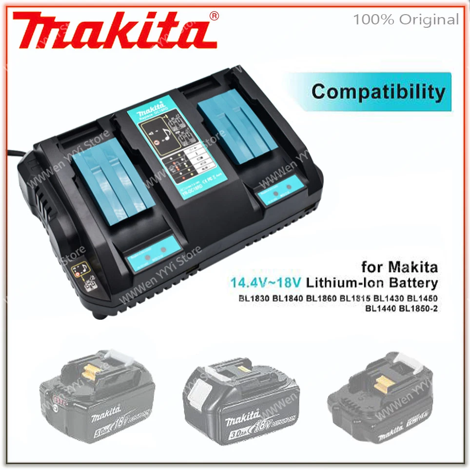 

Makita 4A Hot Double Battery Charger For 14.4V 18V Charging Current BL1830 BL1815 Bl1430 BL1420 DC18RC DC18RD DC18RA Power Tool