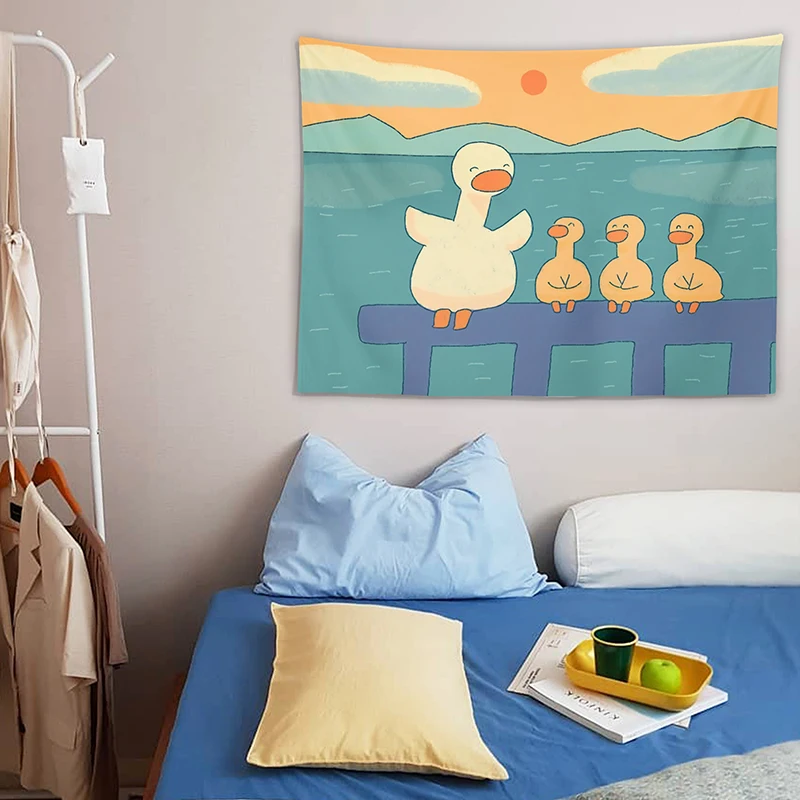 Tapestry Decor Cute Duck Background Cloth Kawaii Room Decor Cartoon Girl Aesthetic Room Decor Tapestry Tarot Cards Decoration Murale Chambre