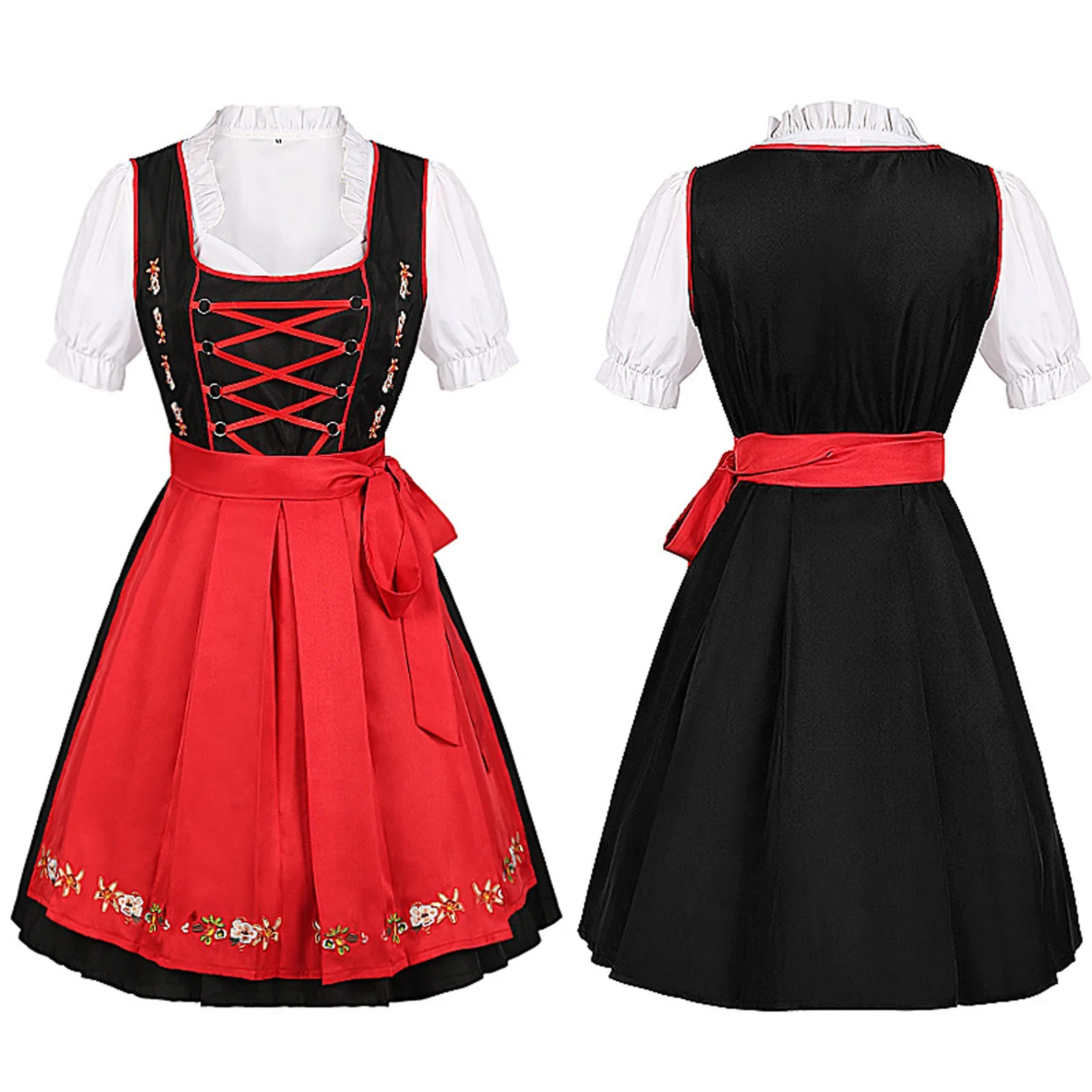 

2024 New Lady Dirndl Oktoberfest Costume Bavarian National Pink Plaid Clubwear Cosplay Carnival Halloween Fancy Party Dress