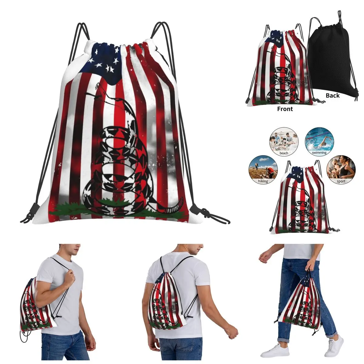 

Состаренные вертикальные Сумки на шнурке с флагом Betsy Ross Gadsden, сумка для спортзала, милый рюкзак, одеяло с смешным рисунком
