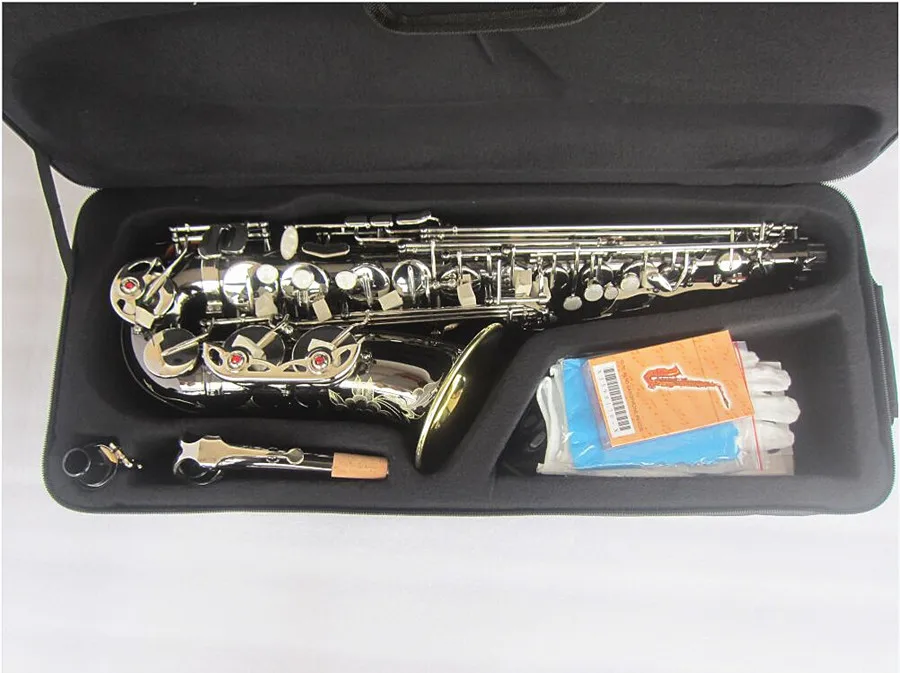 New Alto Saxophone E-Flat Electroplate Black nickel silver key Sax Mouthpiece Ligature Reed Neck Musical Instrument Accessories