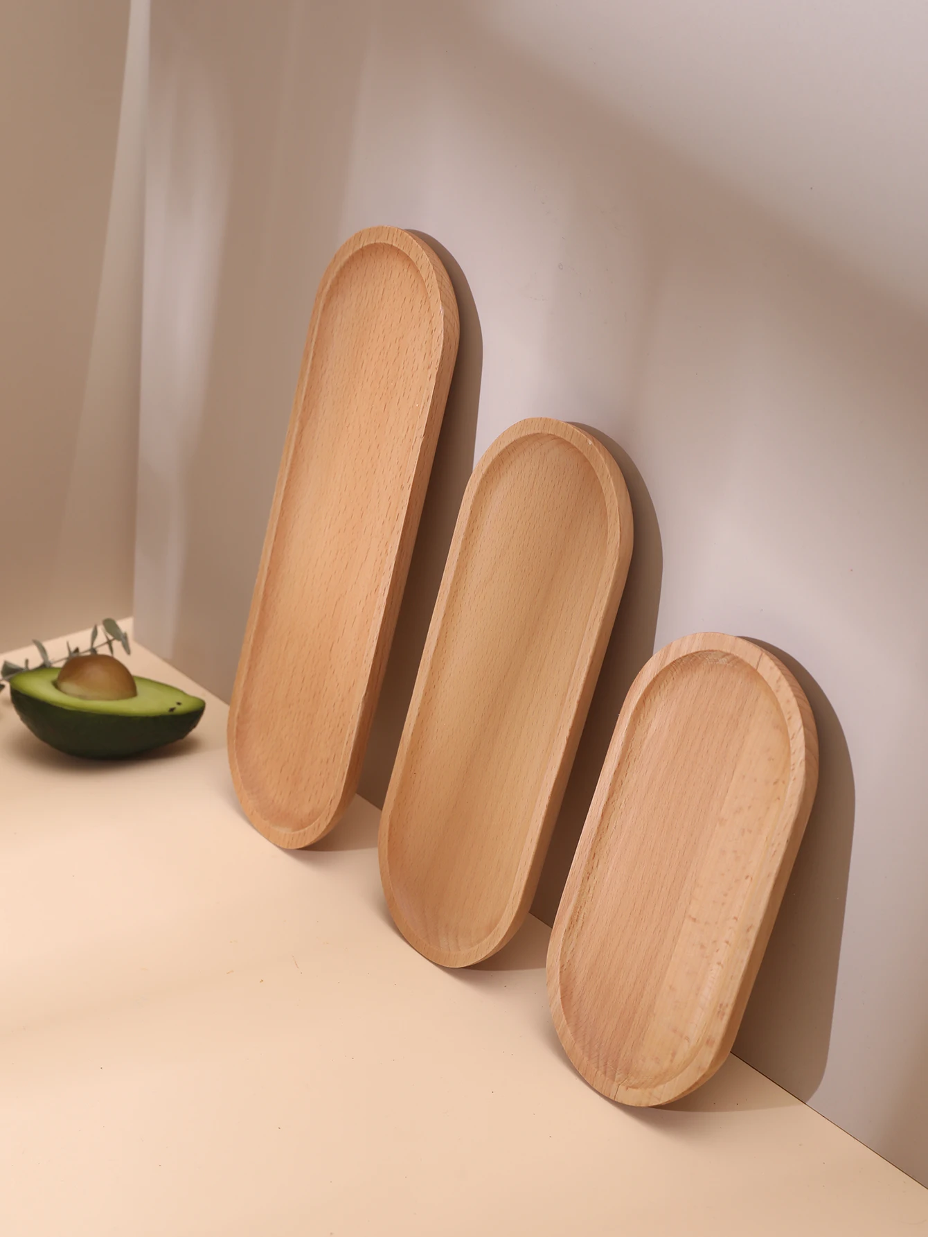 Wooden Serving Tray 1pc Japanese Style Solid Wood Dining Plate Dessert Display Sushi Tray Storage