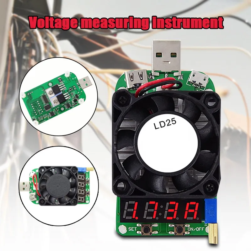 LD25/LD35 Electronic Load USB Interface Resistor Discharge Battery Test Adjustable Current Voltage with LED Display Fan PUO88
