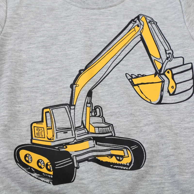 Kids Clothes Boys Children's Clothing Hoodies Cartoon Excavator Sweatshirt Cotton 2025 New Spring and Autumn Tops