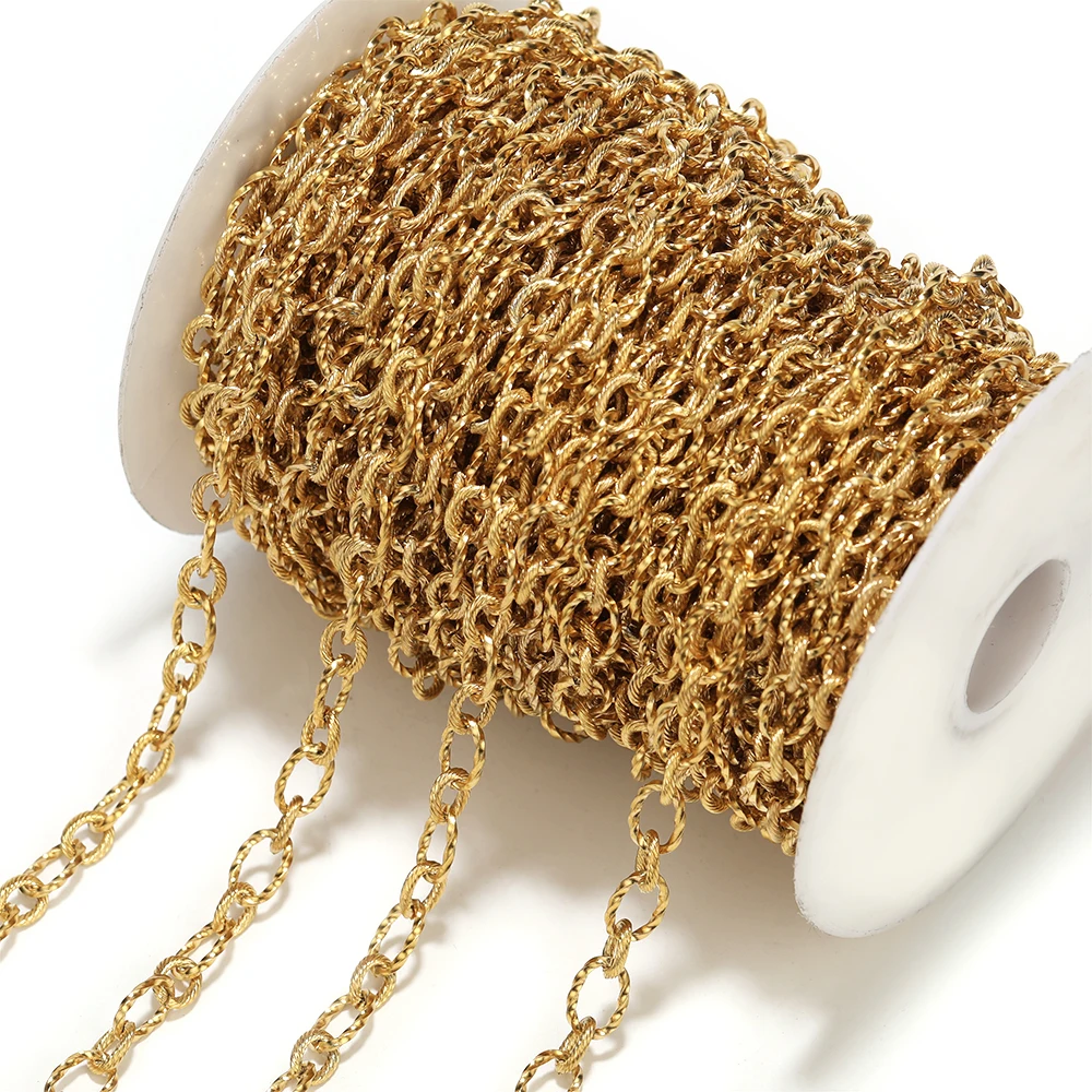 1 Meter Stainless Steel Width 7mm Twist Ripple Chains For Diy Necklace