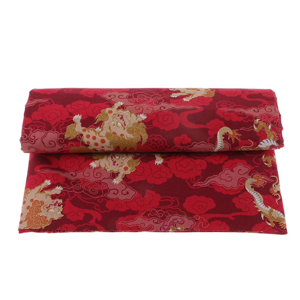 Asian Dragon Print Cotton Fabric Soft Upholstery Textile Dye Quilting Material for Han Chinese Costume and Kimono