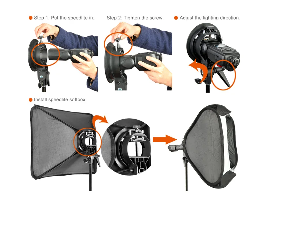 40cm 50cm 60cm 80cm Ajustable Speedlight Flash Softbox + S type Bracket Bowens M