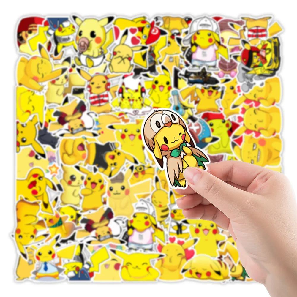 Фото Стикеры Kawaii Pikachu Pokemon аниме, Мультяшные водонепроницаемые наклейки «сделай сам» для путешествий, багажа, гитары, холодильника, ноутбука в стиле граффити, 10/30/50 шт. №3