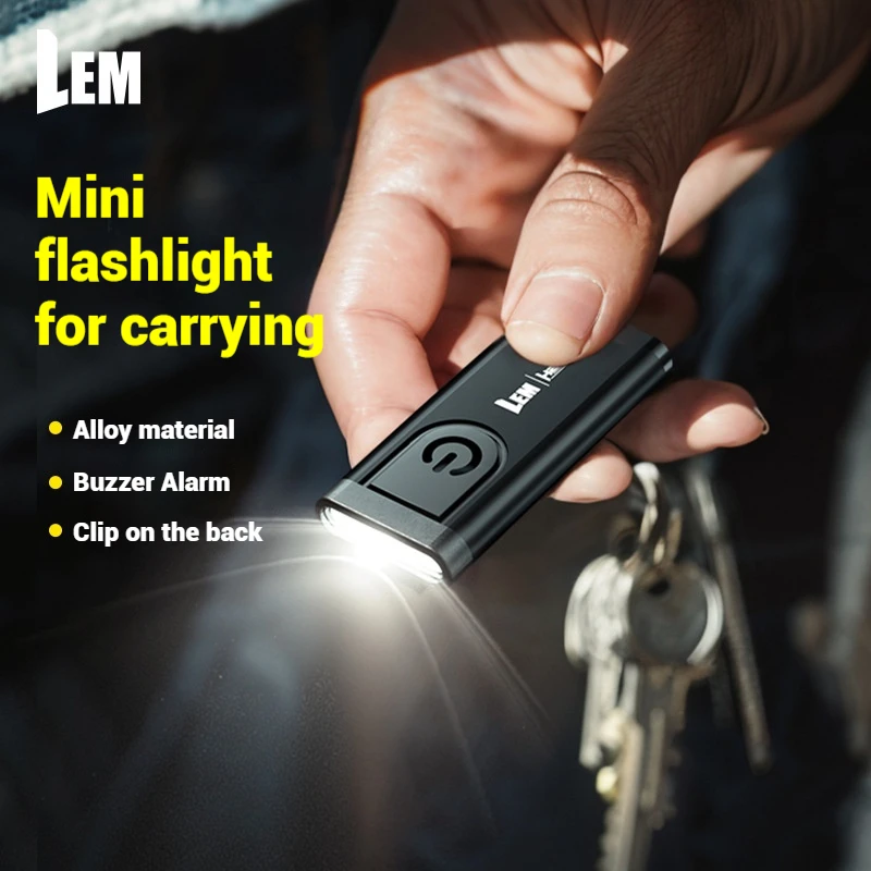 LEM LED 손전등 야외 다용도 휴대용 충전식 경량 70LM 5W 4가지 모드 키체인 클램프 포함 흰색 조명 램프 19g