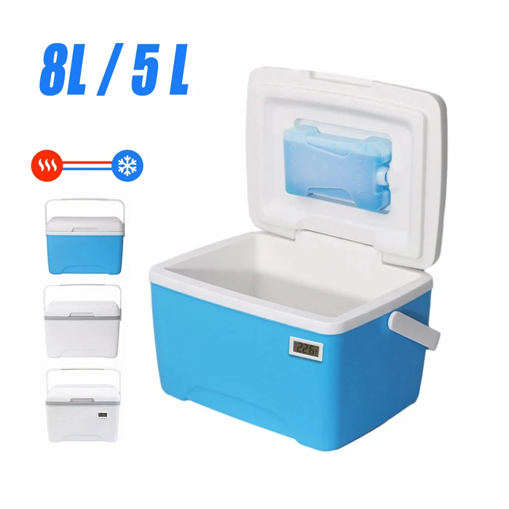 Outdoor Cooler Box Portable Large Capacity Storage Box Camping Incubator Ice Bottle Cooler Mini Fridge With Tem Display 8L / 5L cooler bag