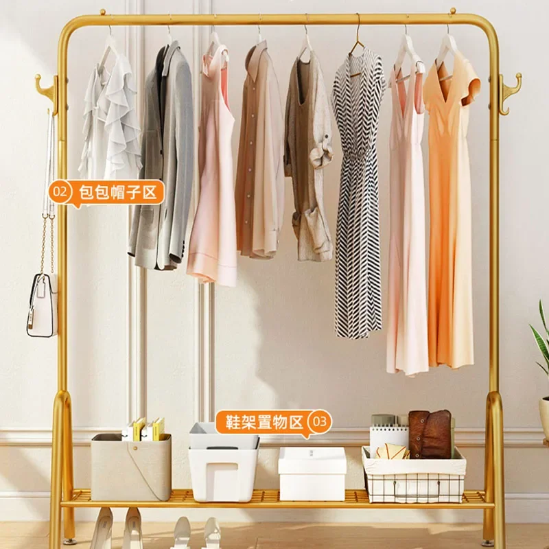 Golden Clothes Rack Accessories Organizer Corner Shelf Living Room Clothes Storage Burro Ropa Perchero Hall Home Eccessories