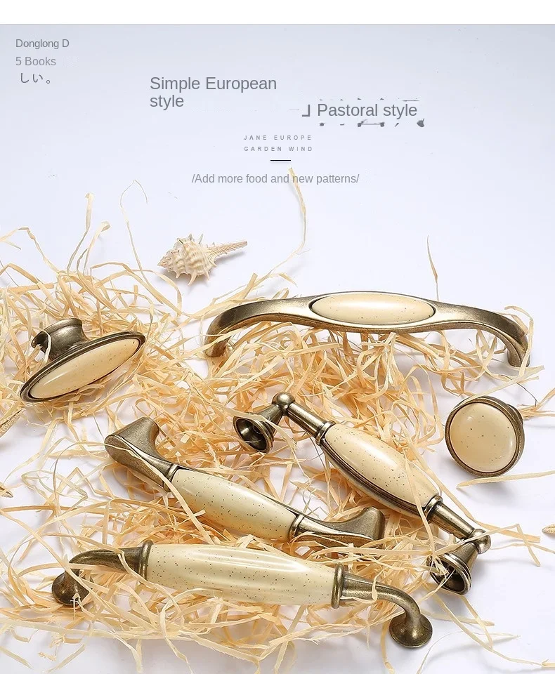 Description Picture 2 of itemCeramic Cabinet Handles Furniture Cupboard Wardrobe Dresser Pulls Hardware Zinc Alloy Kitchen Door Drawer Knobs