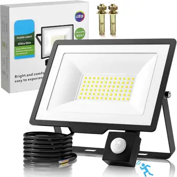 Security Lights Outdoor Motion Sensor, 30W 50W 100W LED PIR Floodlight, IP66 Waterproof Flood Light for Garage, Garden, Patio