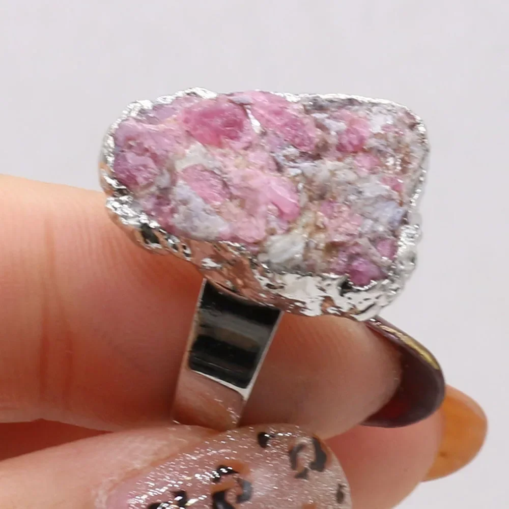 1 Pc Boho Exclusive Natural Stone Irregular Druzy Ring Gold Color Druzy Open Finger Rings for Women Party Jewelry gold color rings,finger ring,gold color ring,opening ring,adjustable rings