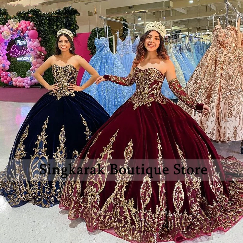 Burgendy Ball Gown Quinceanera Dresses Shining Sequin Sweet 15 16 Dress vestidos  de xv años Lace Up Birthday Prom Party Wear|Váy bồng xòe| - AliExpress