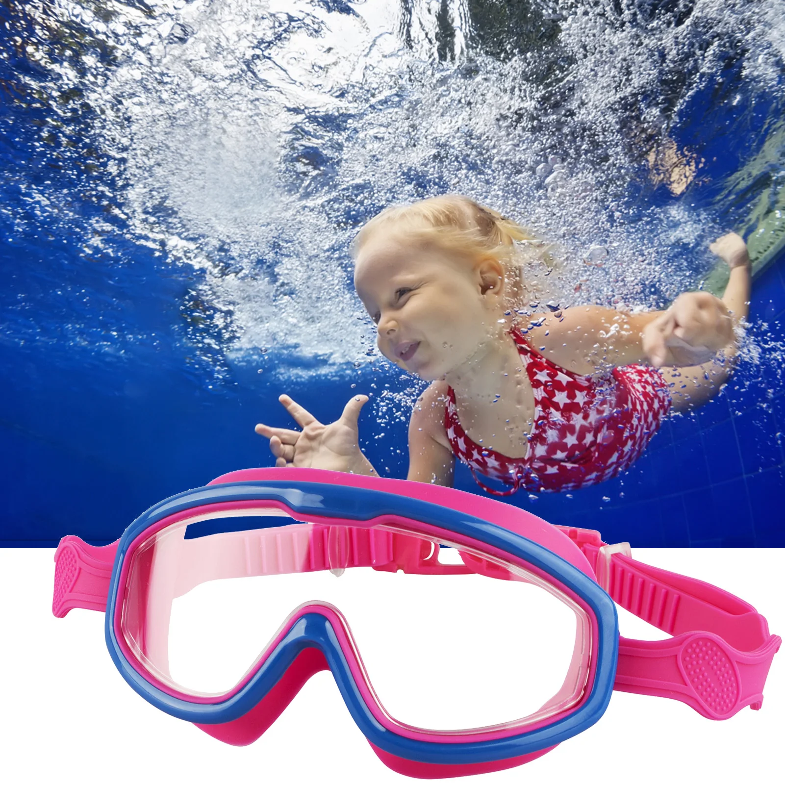 Kids Swimming Goggles Anti-fog Swim UV Glasses Adjustable Children Boys Girls 
