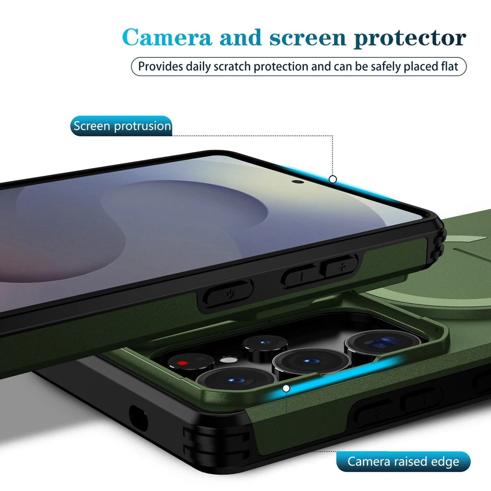 Durable Magnetic Wireless Charging Armor Case with Shockproof Bracket