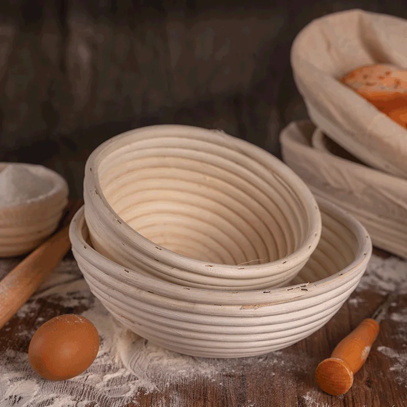 Round or Oval Banneton for Home Baker Bread Proofing Basket Natural Rattan Dough Fermentation Basket Bread Baking Tools rattan bread basket
