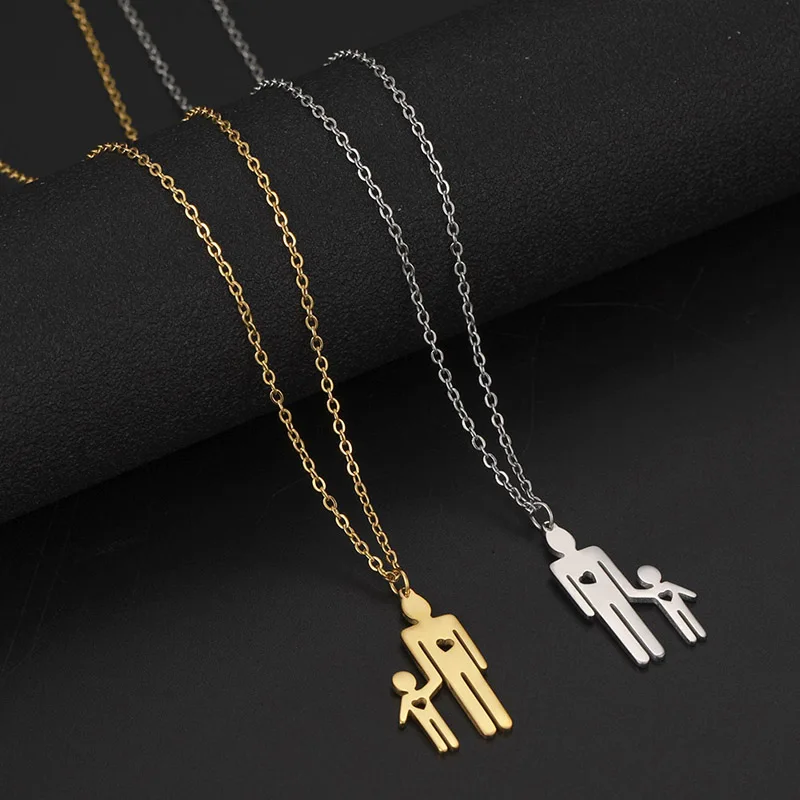 Dreamtimes Family Love Necklace Father Chain Kid Child Baby Son Daughter Gift For Woman Man Stainless Steel Pendant Jewelry Gift_voghion.com