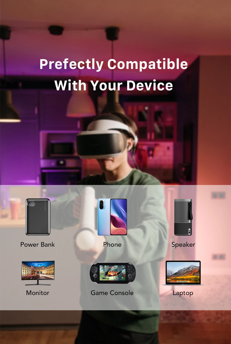 CABLETIME USB 3.0 VR Datenkabel 5Gbps Hochgeschwindigkeits-PC-Datenübertragung 3M/5M/7M für Oculus/Quest 3/Meta Quest 3S – Detail 7