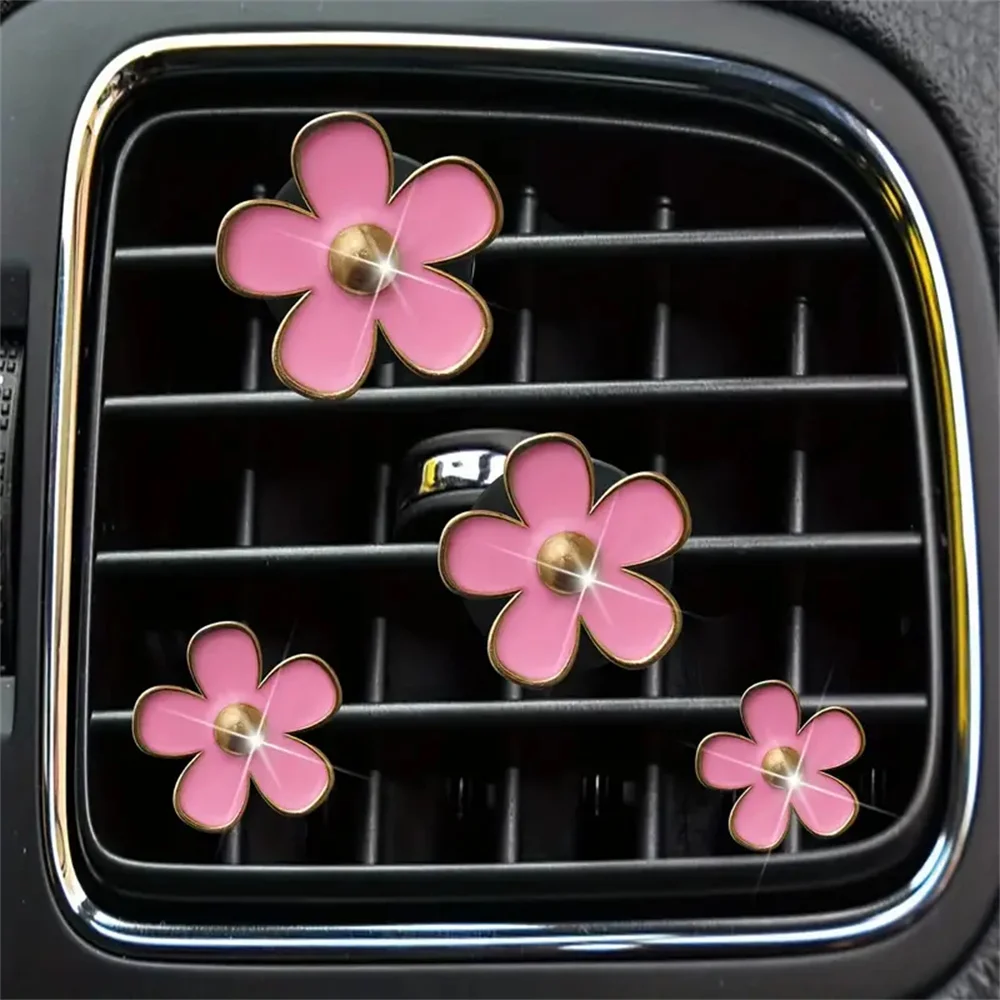 4-8pcs/set Small Car Air Outlet Perfume Decoration Clip Flower Daisy Design Car Interior Aromatherapy Fresheners Diffuser Access 3