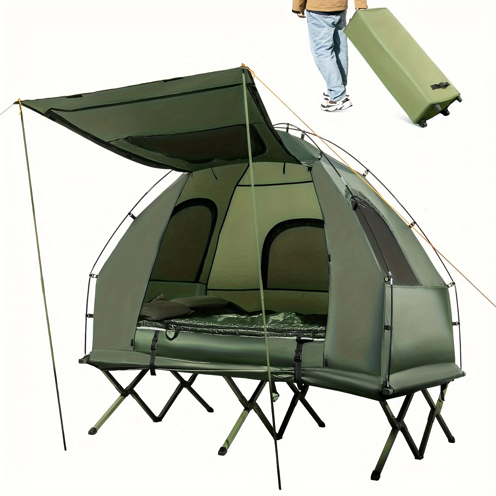

2-Person Compact Portable Pop-Up Tent/Camping Cot W/ Air Mattress & Sleeping Bag Backpacking sleeping bag Dry bag Saco de dormir
