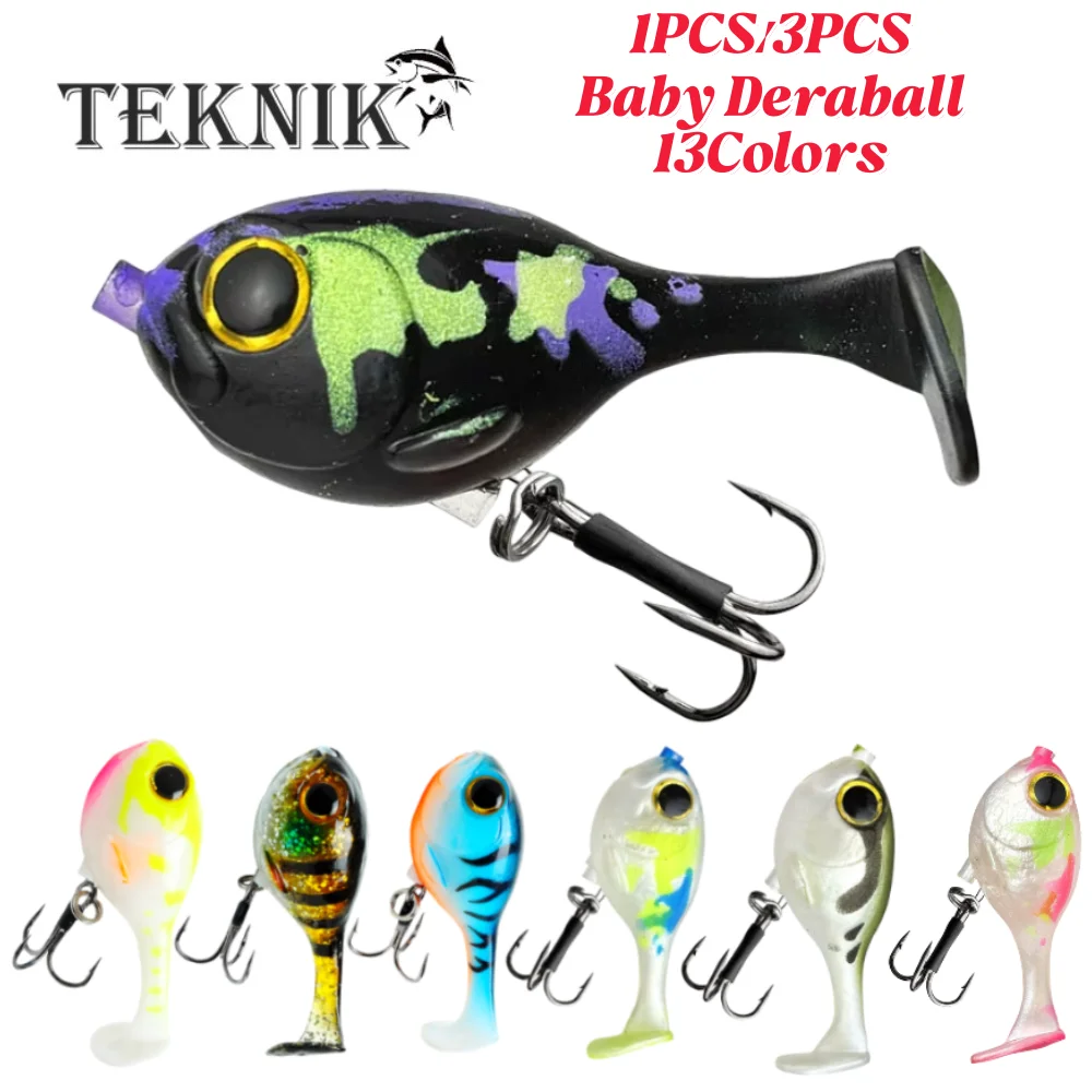 1/3 Stück Swimbait 6cm 10g Jackall Baby Deraball Angelköder Künstlicher Silikon-Weichköder für Pwsca Largemouth Bass Hecht