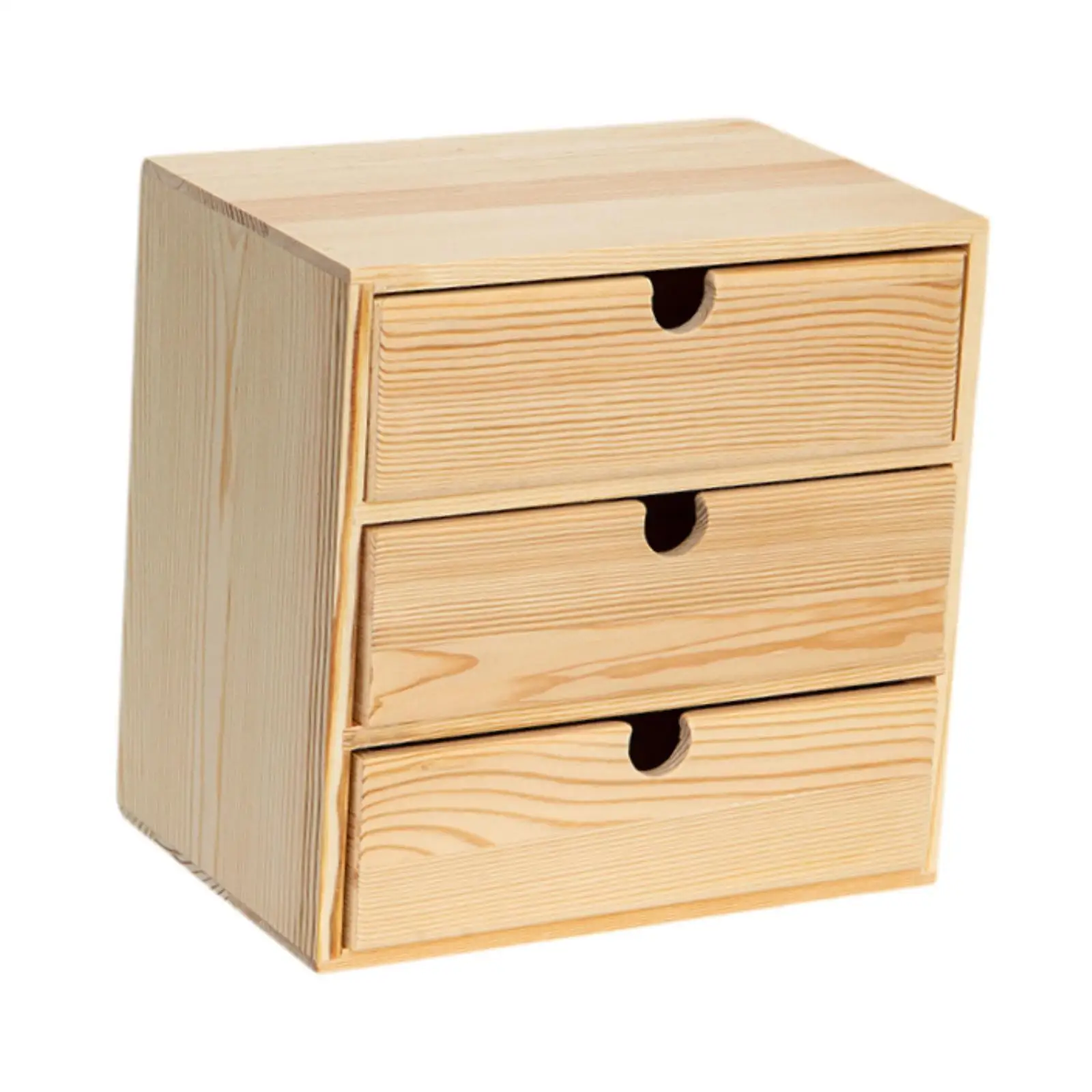 Wooden Jewelry Box for Women Office Desk Accessories with 3 Drawers Wooden Desk Organizer Desktop Wooden Drawer for Office Home