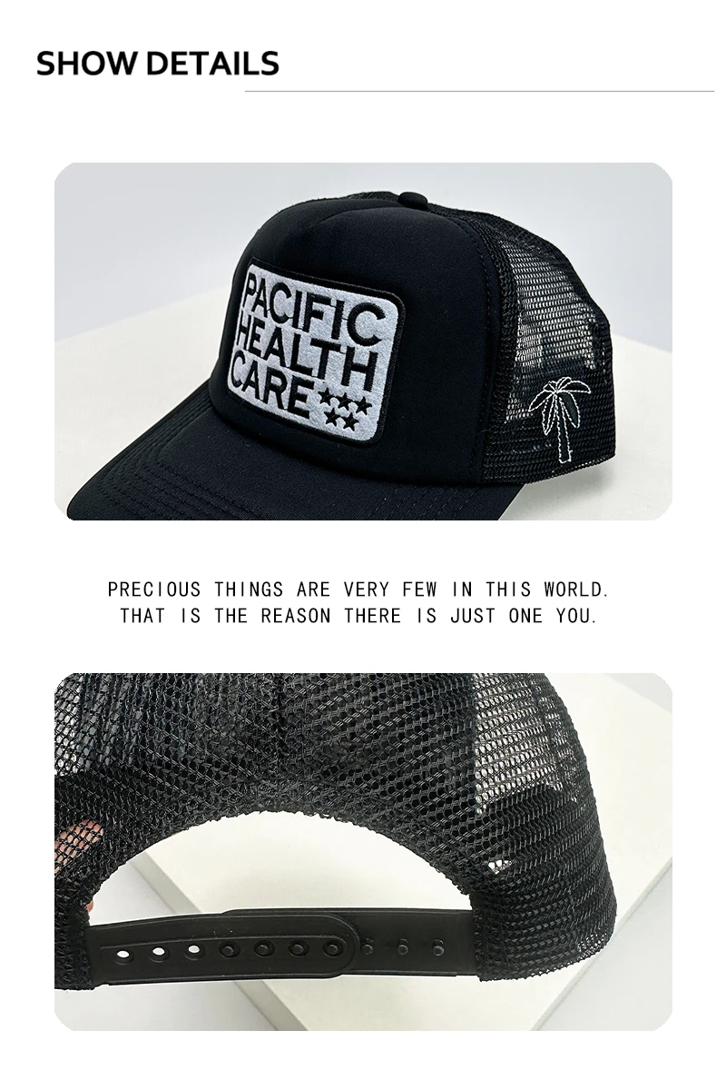 New Unisex Coconut Tree Letter Embroidery Baseball Hats Sunshade Casual Breathable Color Block Trucker Caps Versatile Fashion