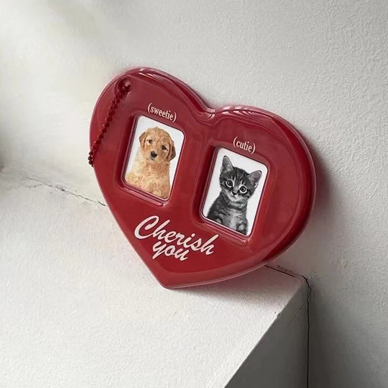 Acrylic Display Holder 3 inch Love heart ins Photo Card Holder Idol Photo Protective Display Sleeves Lovely Stationery Frame Sleeves