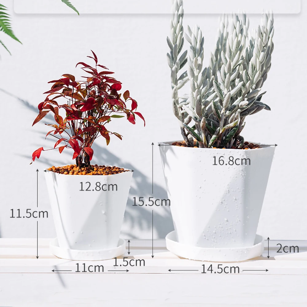 Plastic Resin Flower Pots flower pot New Geometric Nordic Simple White Thickened Green Radish Fleshy Flowerpots Indoor Plants 1 Pcs