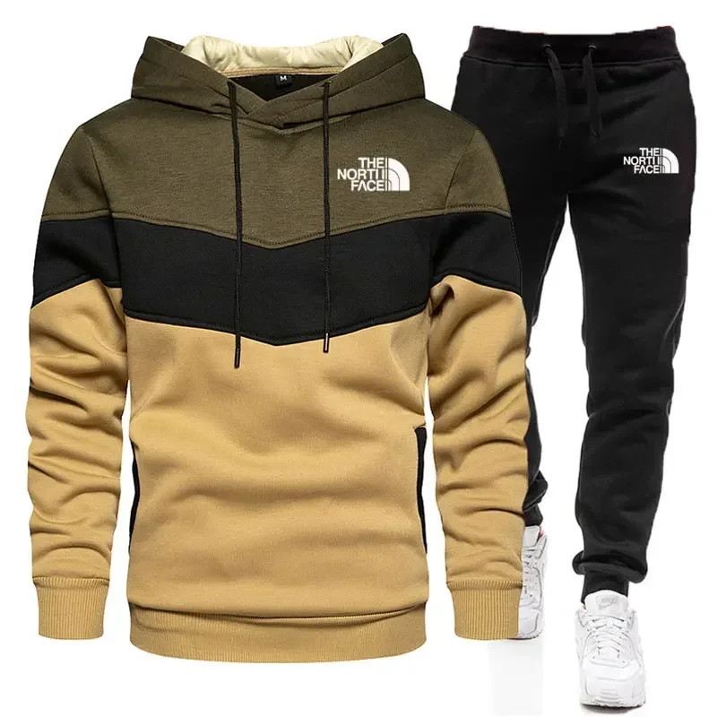 Mens Tracksuit Wear Stripe Hoodies+Sweatpants 2 Piece Set 2023 New Fashion High Quality Autumn Winter Daily Casual Jogging Suit 2022 autumn winter casual fashion tracksuit hoodies and sweatpants classic men women hooded longsleeve jogging suit brand new