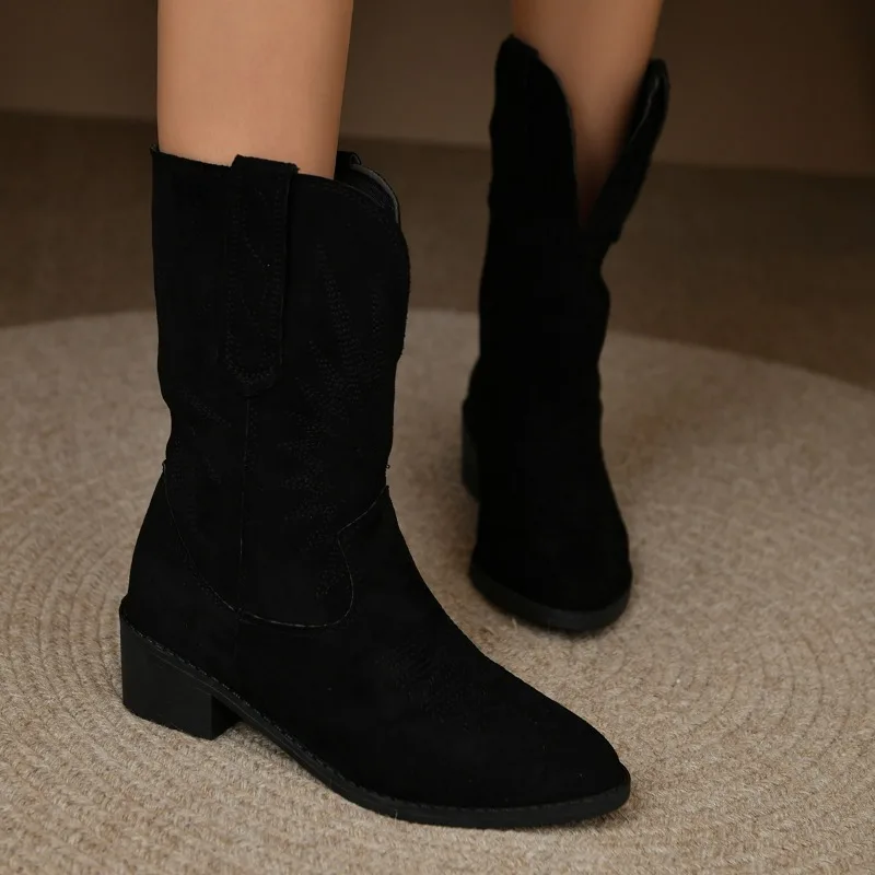 

Fashionable retro long boots for spring, autumn, and winter, new pointed British style high boots for knights