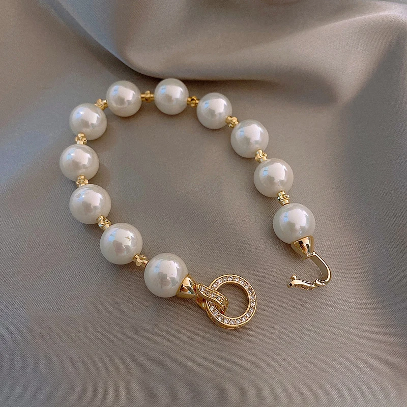Popular Natural Pearl Zirconia Connector Bracelets For Women Real Gold Plated Bracelet Trendy Lady Bangle Jewelry Accessories - Image 3