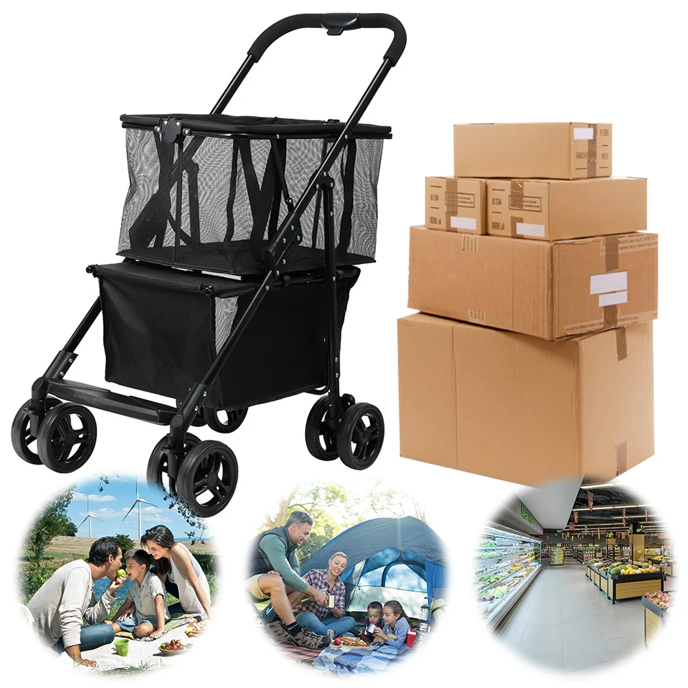 Foldable Shopping Cart Multifunctional Portable Grocery Cart