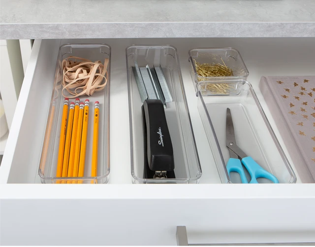 4 Pack Multipurpose Clear Drawer Organizers, Food Storage